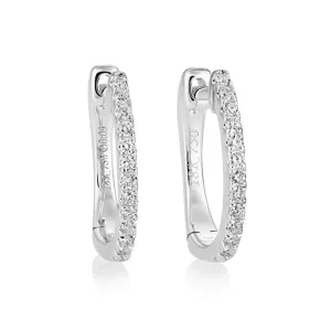 18ct White Gold Slim Diamond Huggie Hoop Earrings 11mm