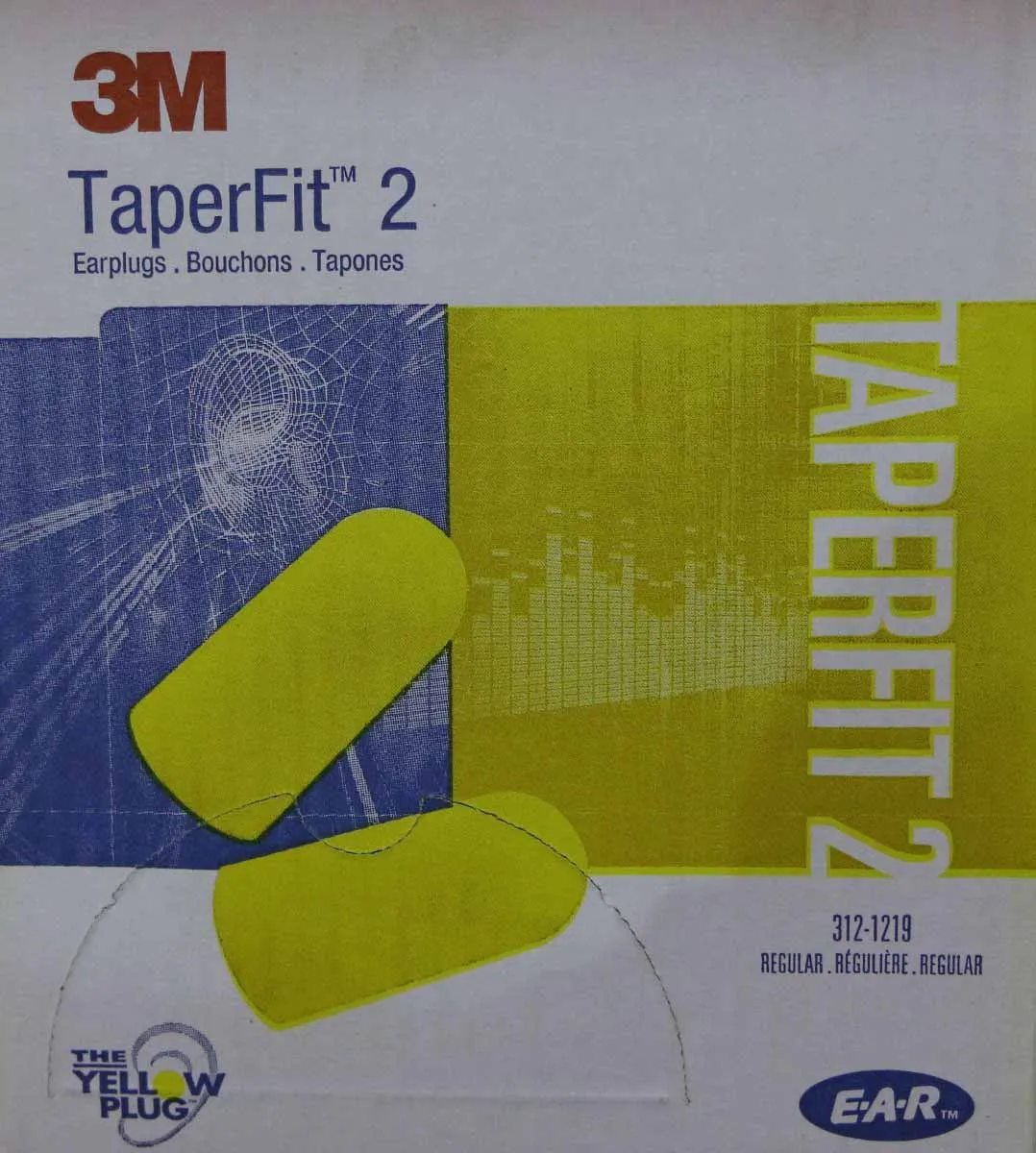 3M Earplugs TaperFit2 Single-Use Box