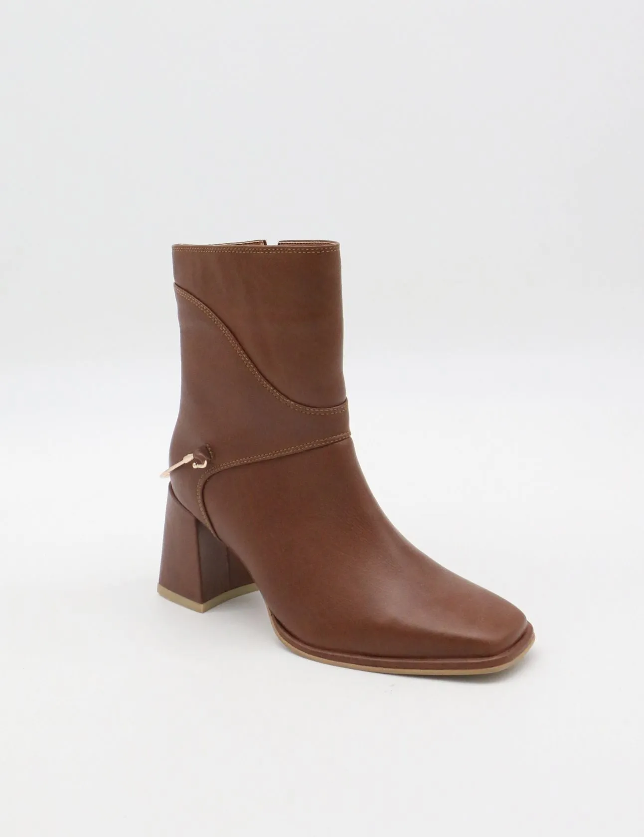 Amanda heeled ankle boot in tan leather women's shoes