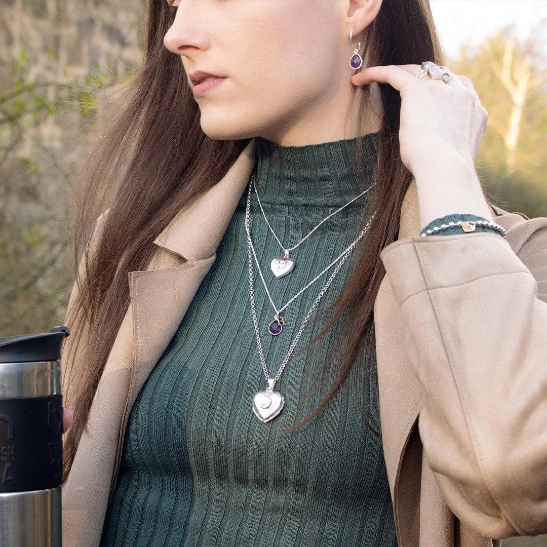 Amethyst Charm Necklace | Silver | February Birthstone