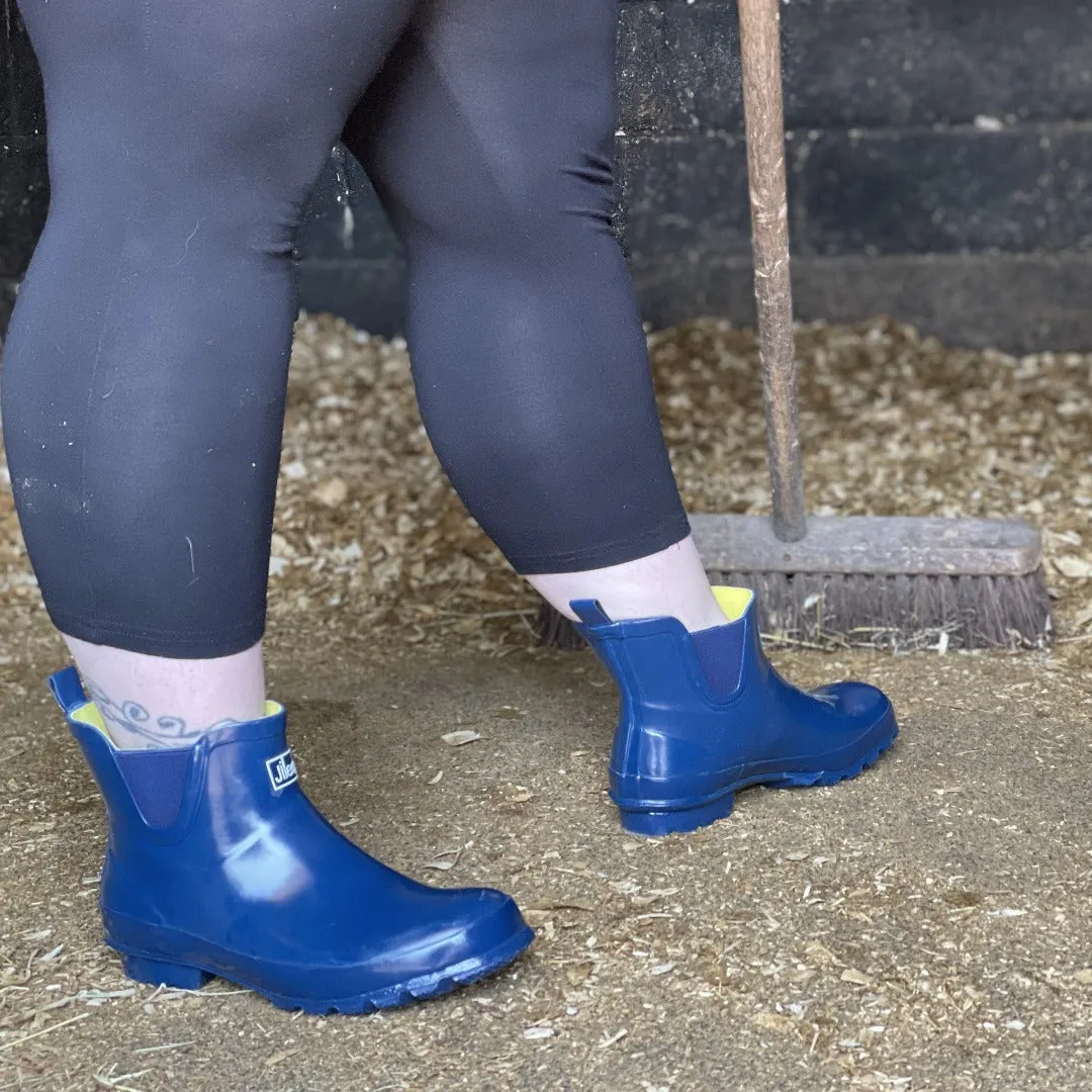 Ankle Height Rain Boots - Navy Blue Gloss - Wide Foot - Easy to Slip On