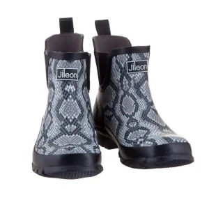 Ankle Height Rain Boots - Snakeskin - Wide Foot - Easy to Slip On