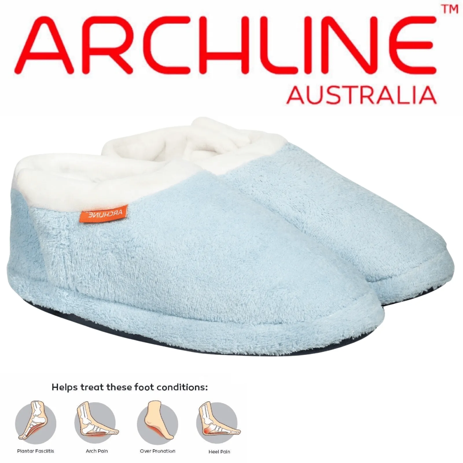 ARCHLINE Orthotic Slippers Closed Scuffs - Sky Blue