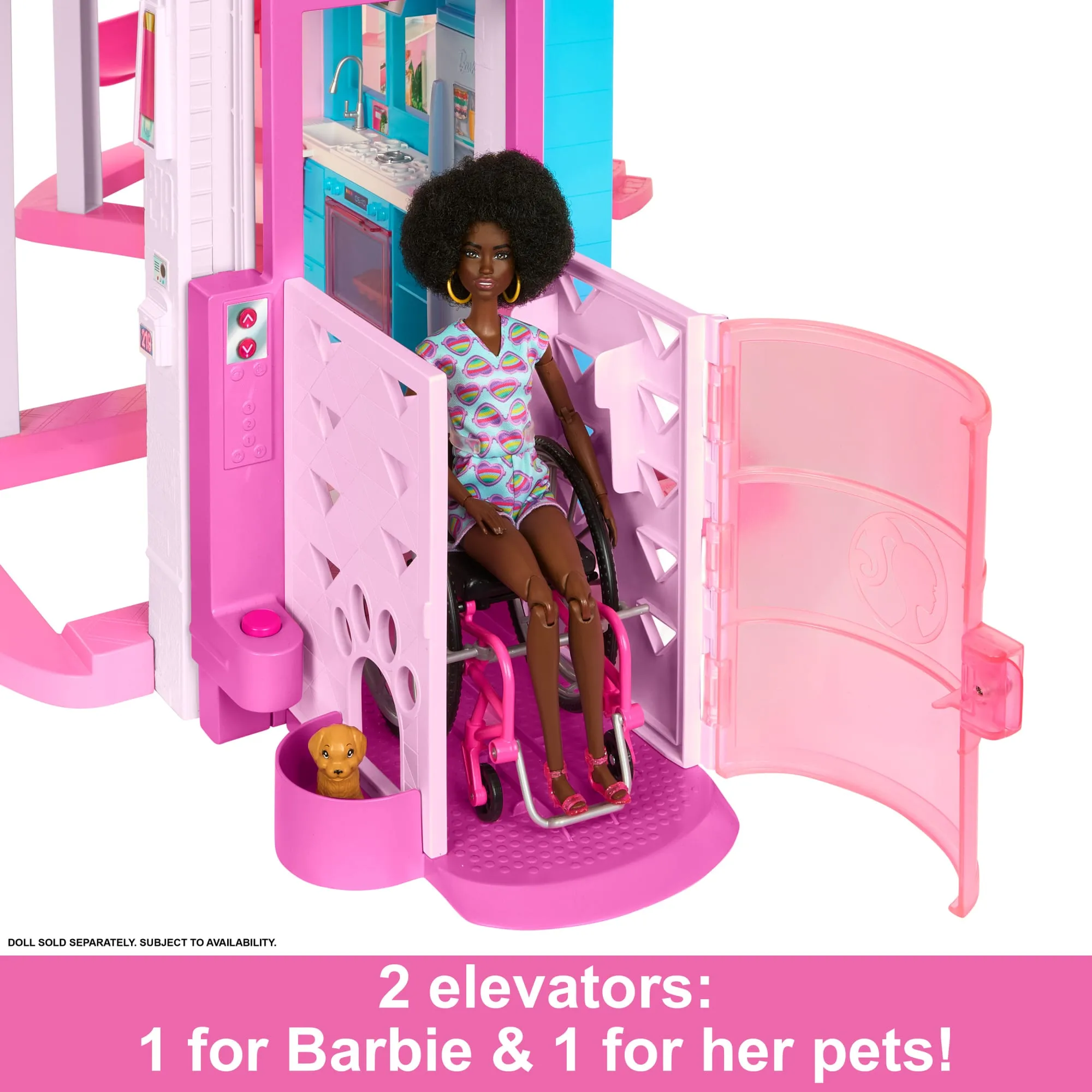 Barbie Dreamhouse, 75  Pieces, Pool Party Doll House With 3 Story Slide