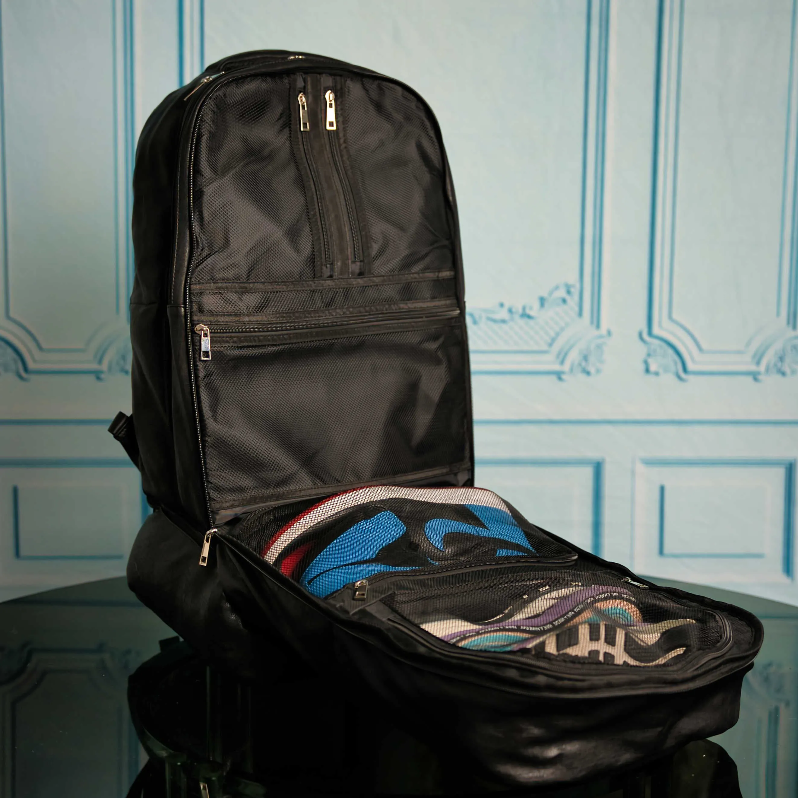 Black Leather Luxury Carry On Backpack (Patented Signature Bag)