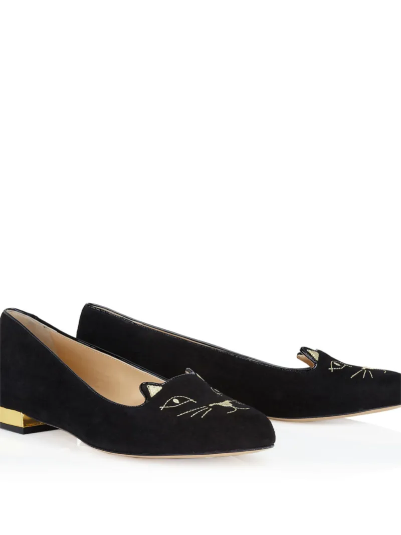 Black Velvet Kitty flats