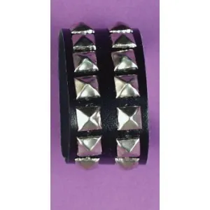 Bracelet Wristband-Double-Black Studded