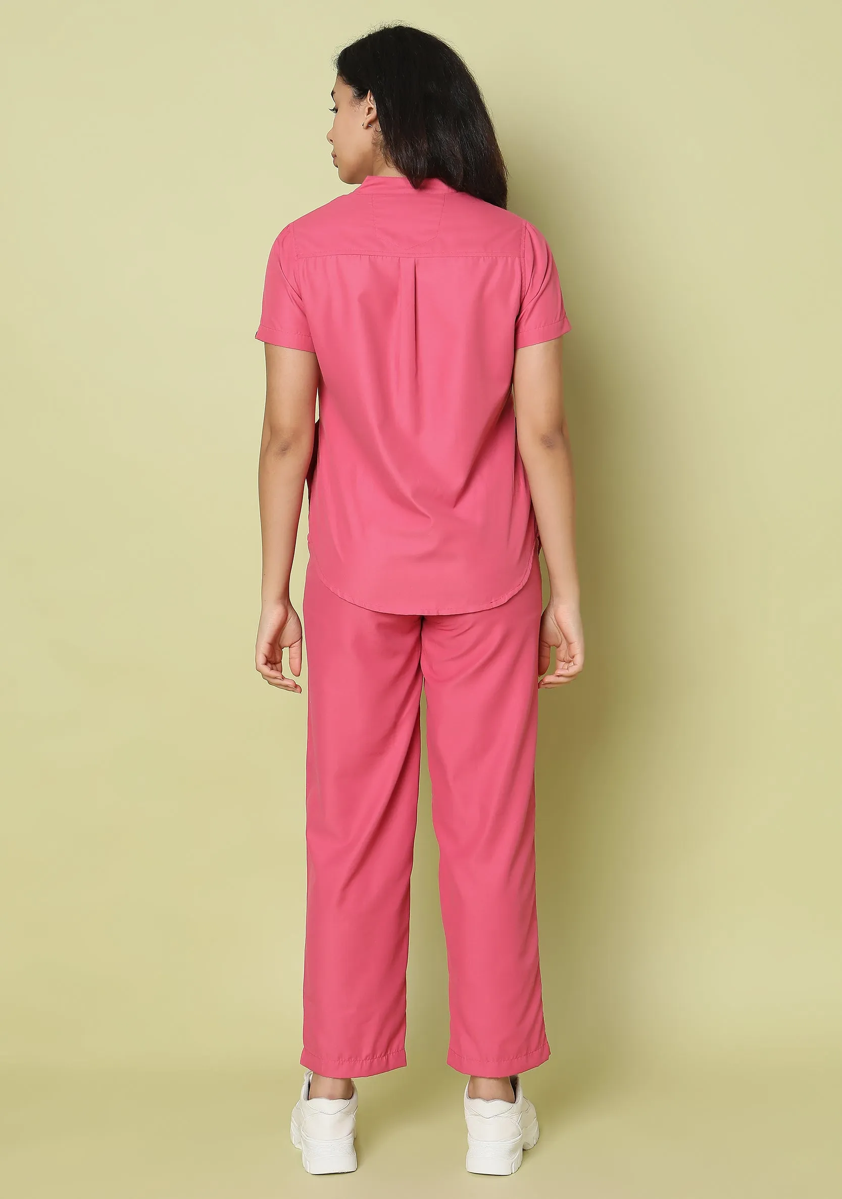 Classic Women's Mandarin Collar (Hot Pink) Scrub