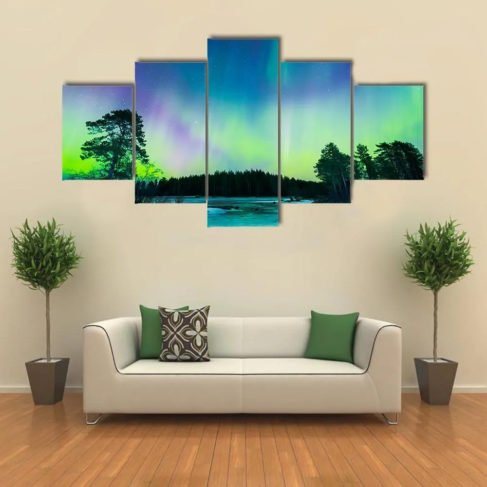 Colorful Northern Lights Canvas Wall Art