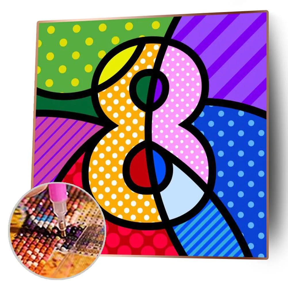 Colorful Number 8 - Full Round Diamond - 30x30CM