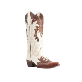 Corral Wester Womens Pearl & Cognac Overlay Snip Toe Boots