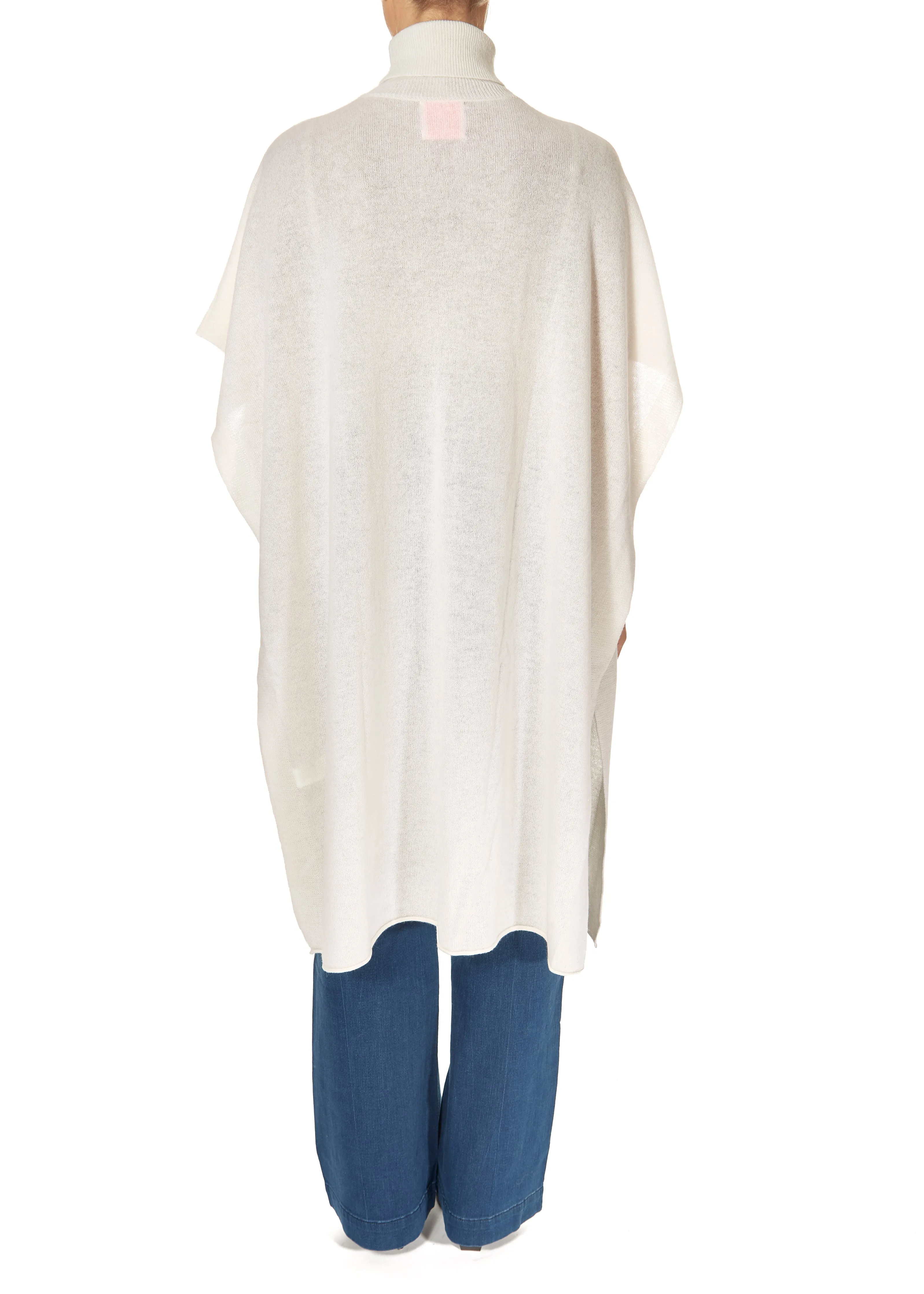 Crush Riva Roll Neck Poncho White