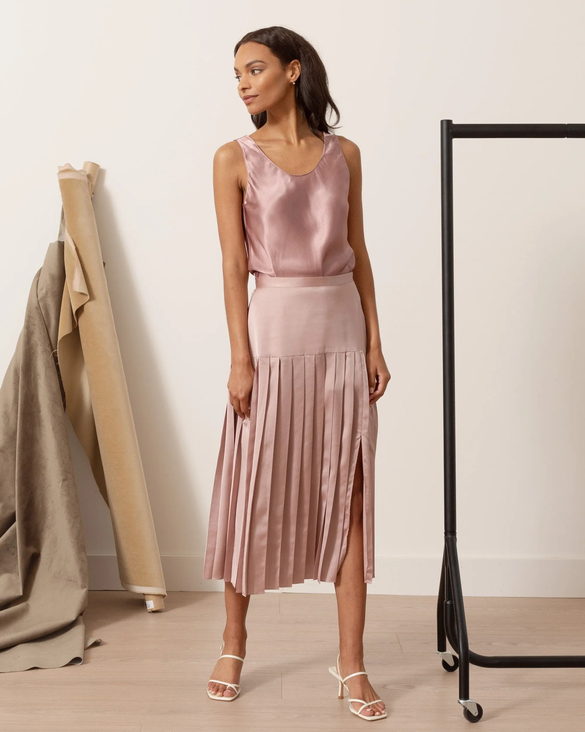 Delphine Pleated Silken Skirt