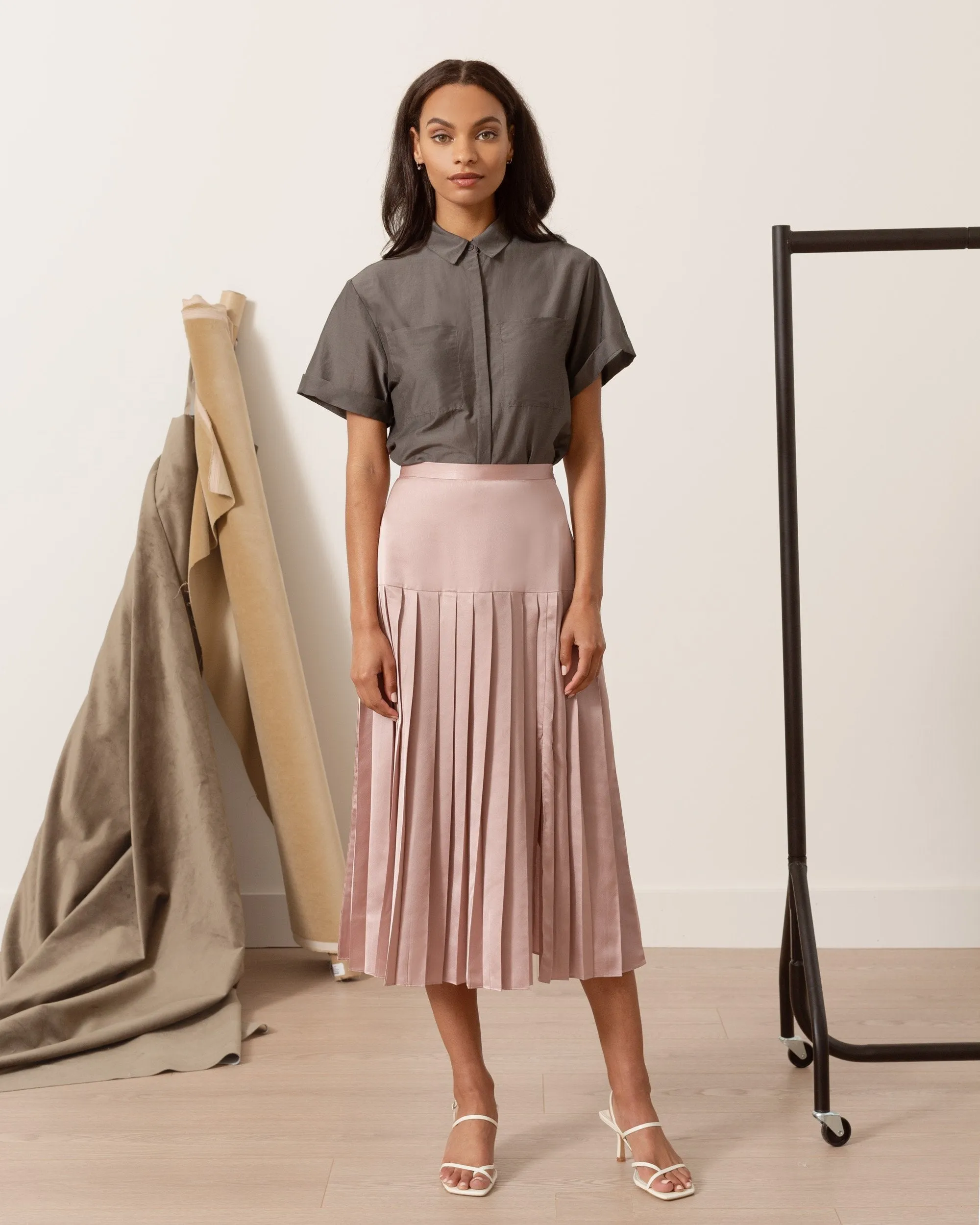 Delphine Pleated Silken Skirt