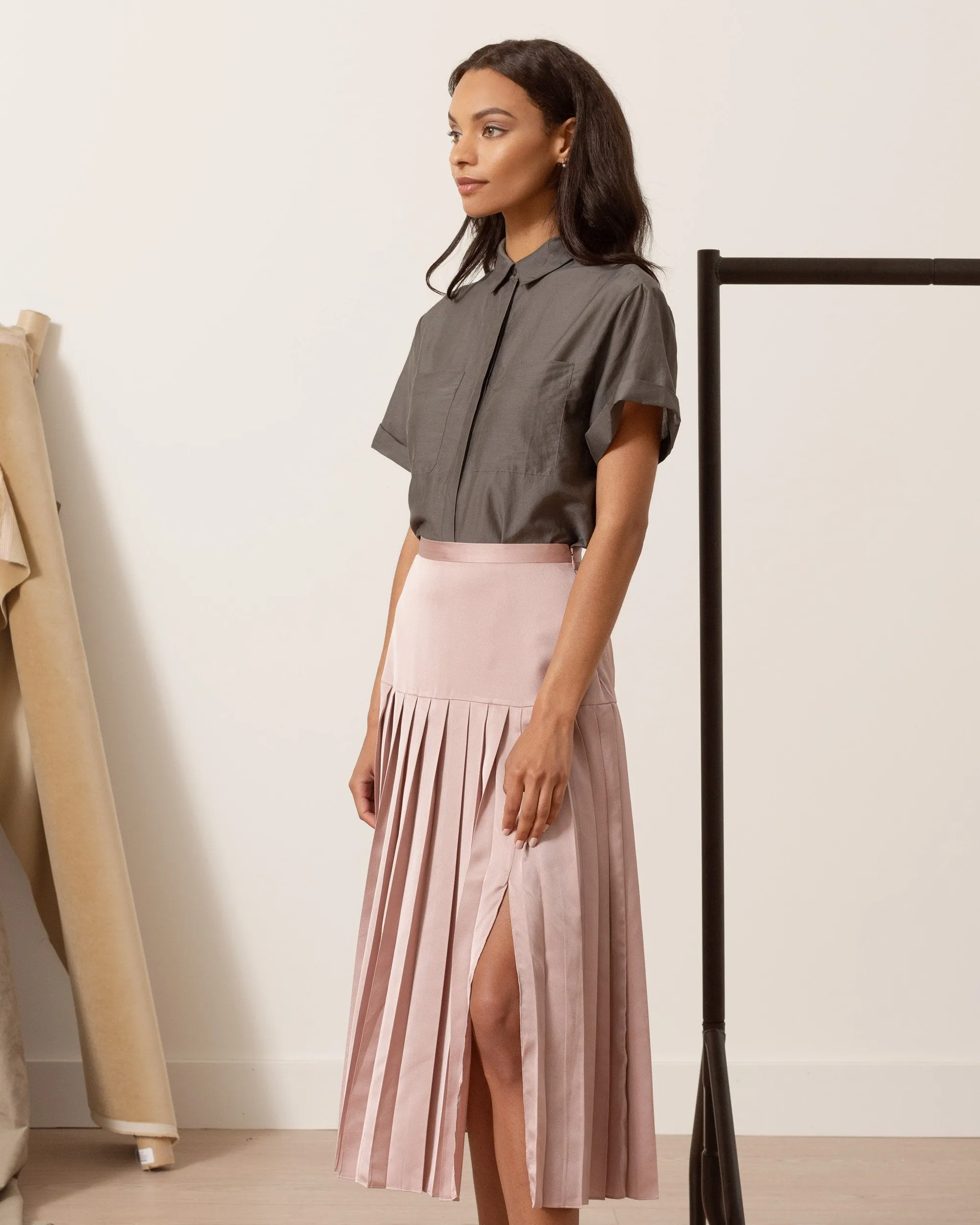 Delphine Pleated Silken Skirt