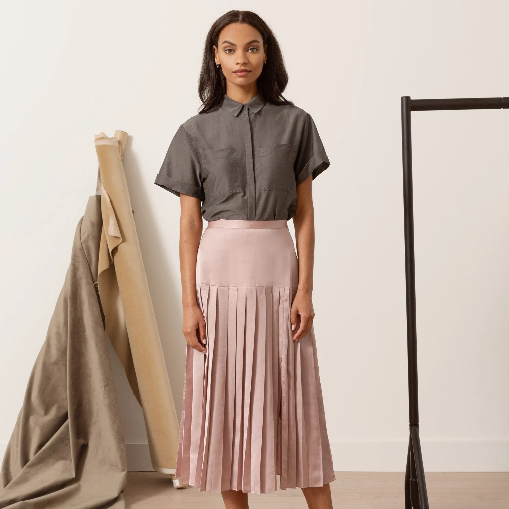 Delphine Pleated Silken Skirt