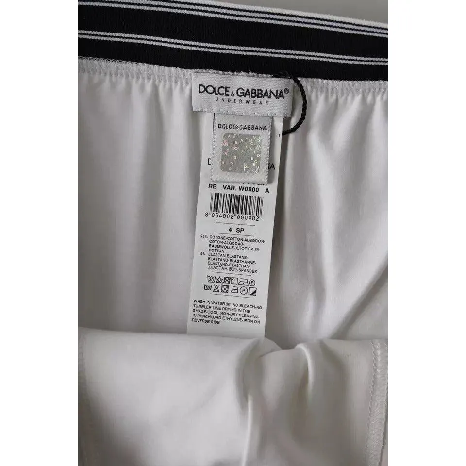 Dolce & Gabbana White Cotton Blend Regular Boxer Shorts Underwear