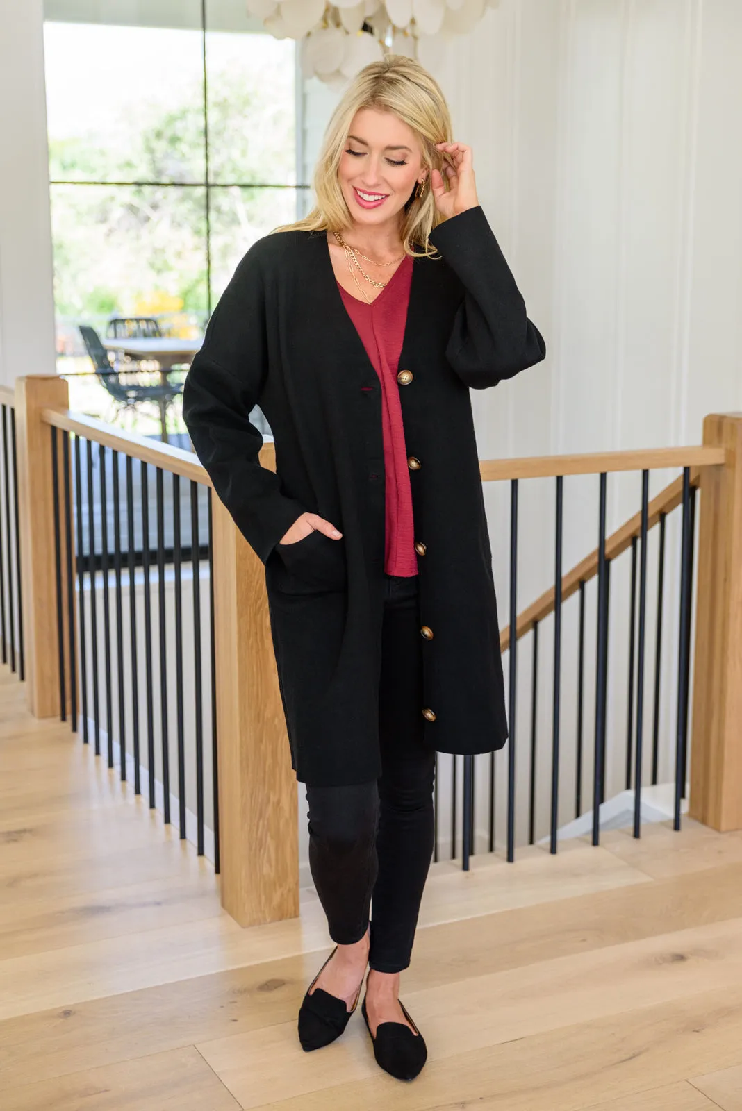 Editor Soft Trench Cardi in Black