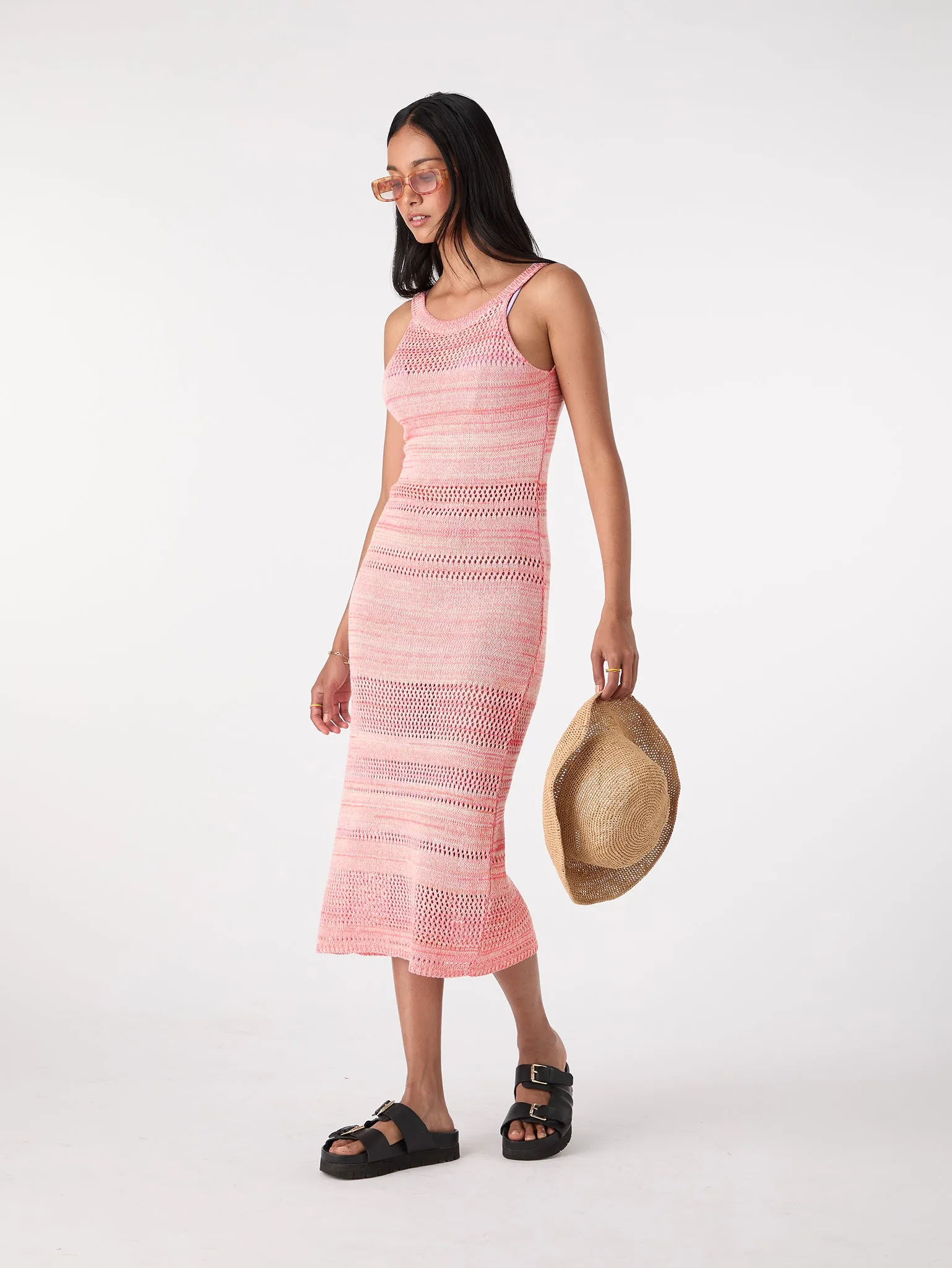 Elora Crochet Dress in Pink