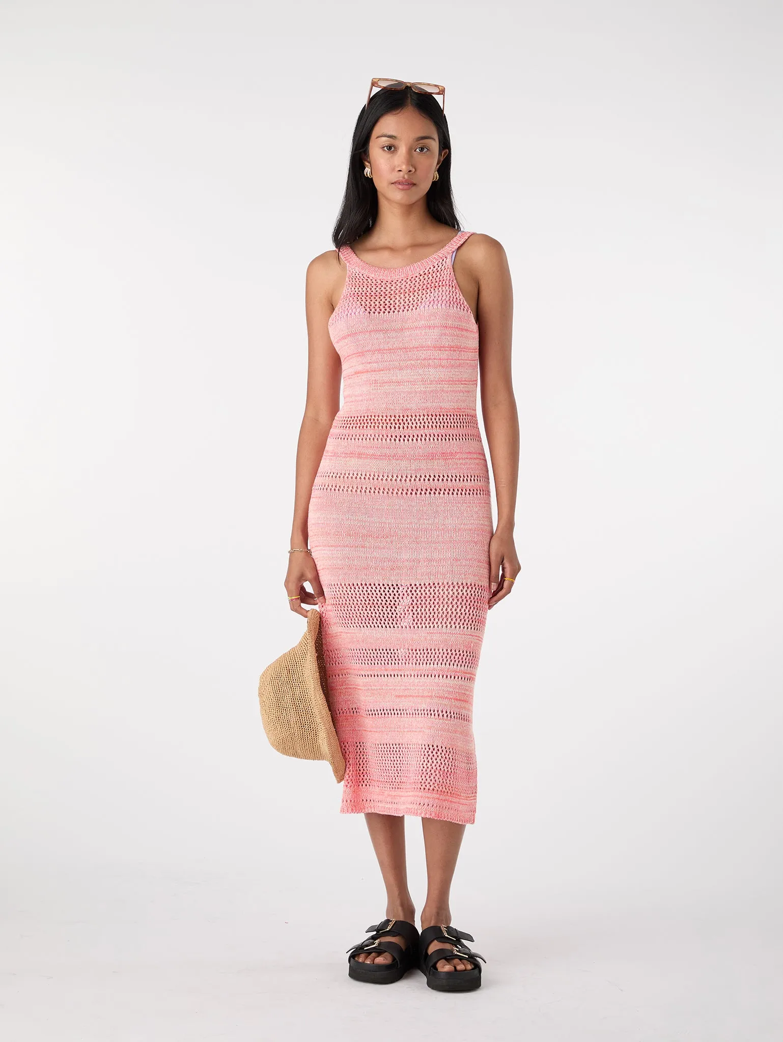 Elora Crochet Dress in Pink