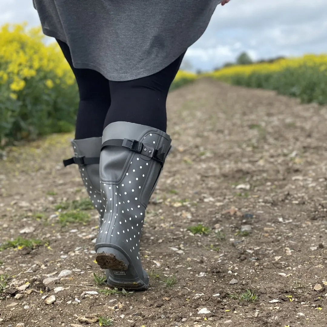 Extra Wide Calf Womens' Rain Boots - Grey Spot - Up to 20 inch calf. Wide in Foot & Ankle