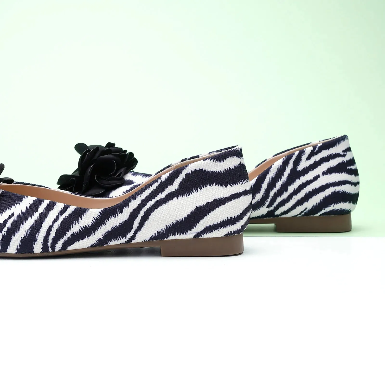 Flower Ballerina Flats (Eva) Zebra