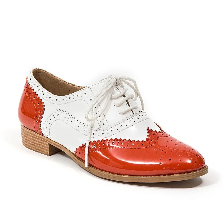 French Blu Women's Babe Wingtip Lace-Up Two Tone Oxford Shoe