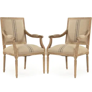 French Louis Blue Striped  Dining Chairs