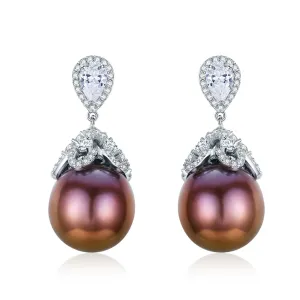 Frozen Queen Bronze Chocolate Edison Pearl Earrings