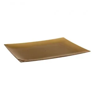 Gold 9" Rectangular Plastic Salad Plates (Case Qty: 120)