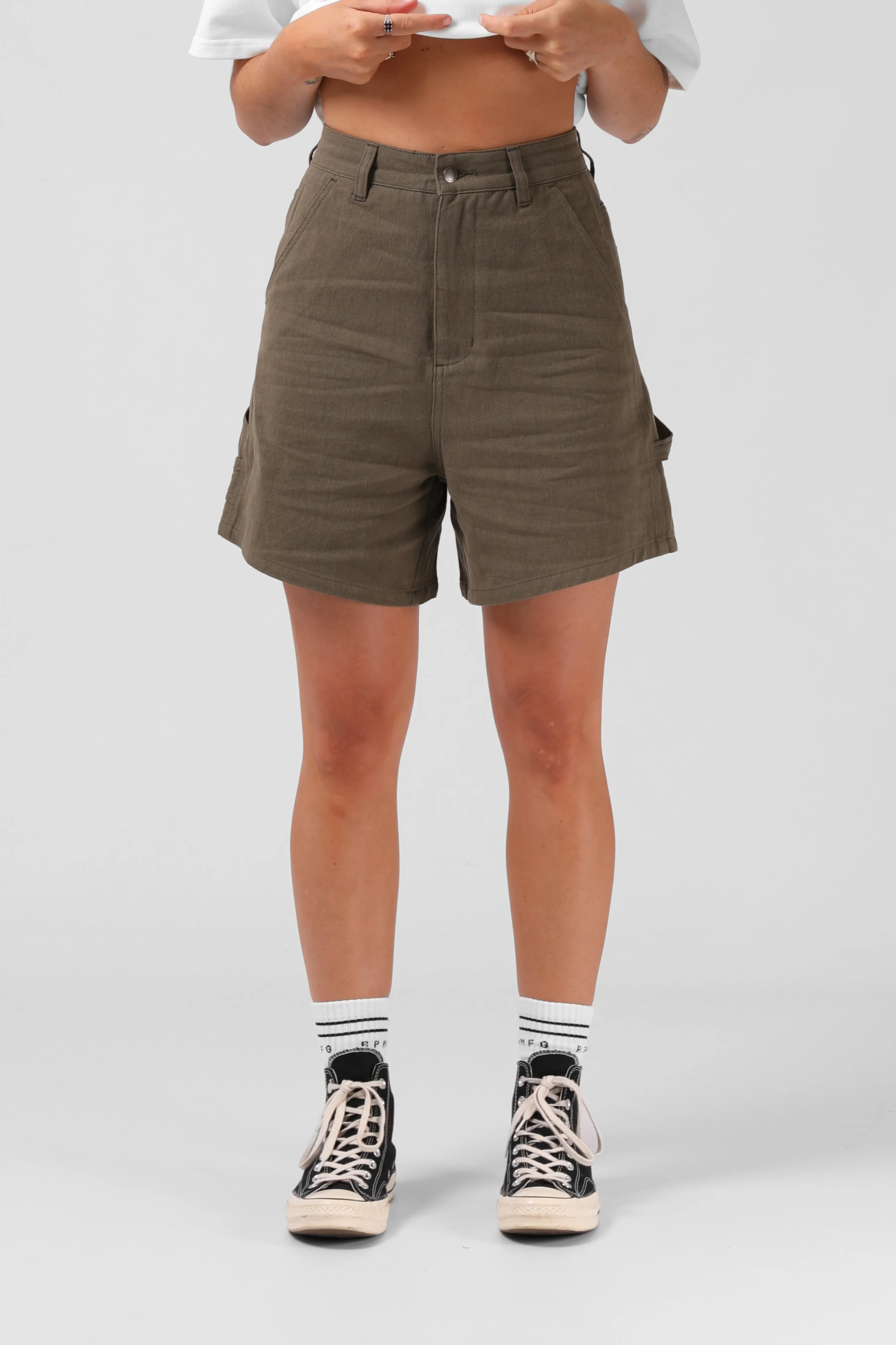 Hemp Work Short - Washed Olive