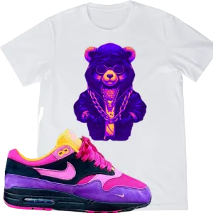 Kids "Psychedelic Bear" T-shirt Matches Purple Opulence AM1D Sneakers