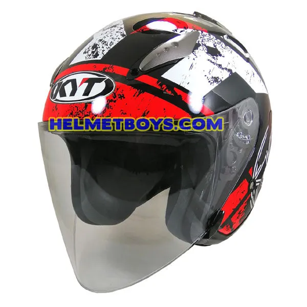 KYT Motorcycle Helmet HELLCAT RED FLUO