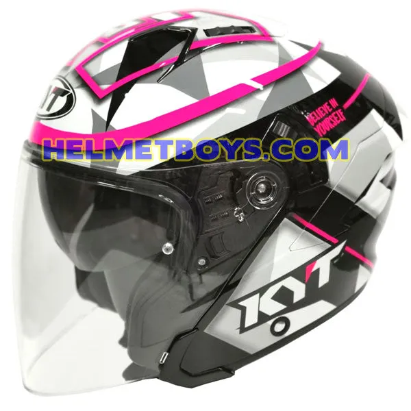 KYT NFJ Motorcycle Sunvisor Helmet ESPARGARO FUXIA