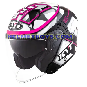 KYT NFJ Motorcycle Sunvisor Helmet ESPARGARO FUXIA