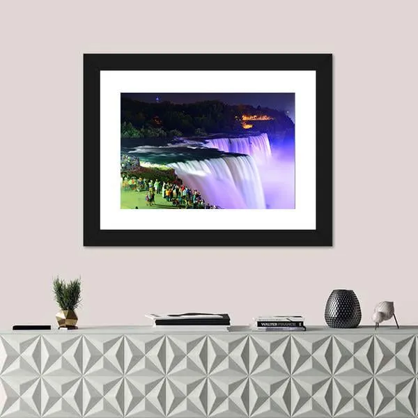 Lights On Niagara Falls Canvas Wall Art