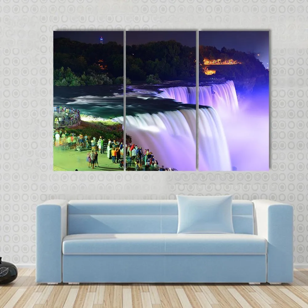 Lights On Niagara Falls Canvas Wall Art