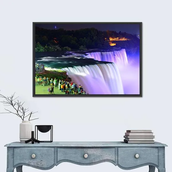 Lights On Niagara Falls Canvas Wall Art