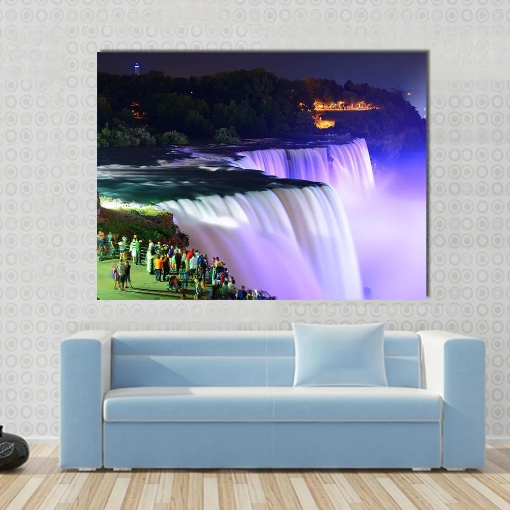 Lights On Niagara Falls Canvas Wall Art