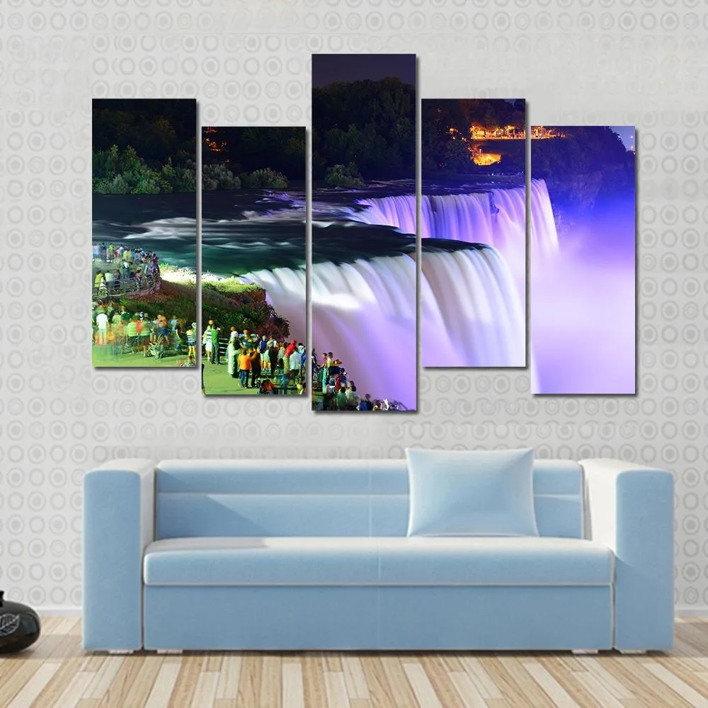 Lights On Niagara Falls Canvas Wall Art