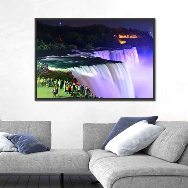 Lights On Niagara Falls Canvas Wall Art