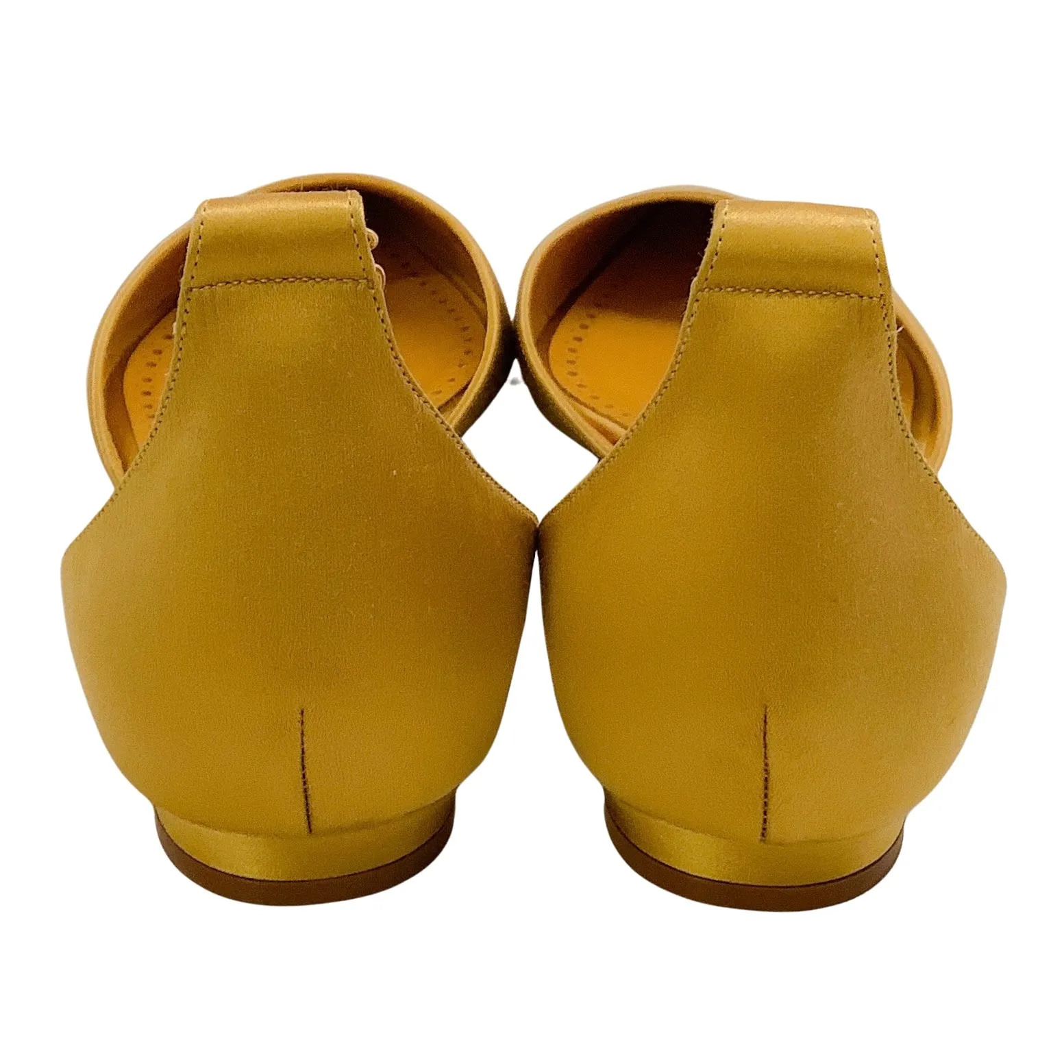 Manolo Blahnik Gold Satin Campanilla Flats