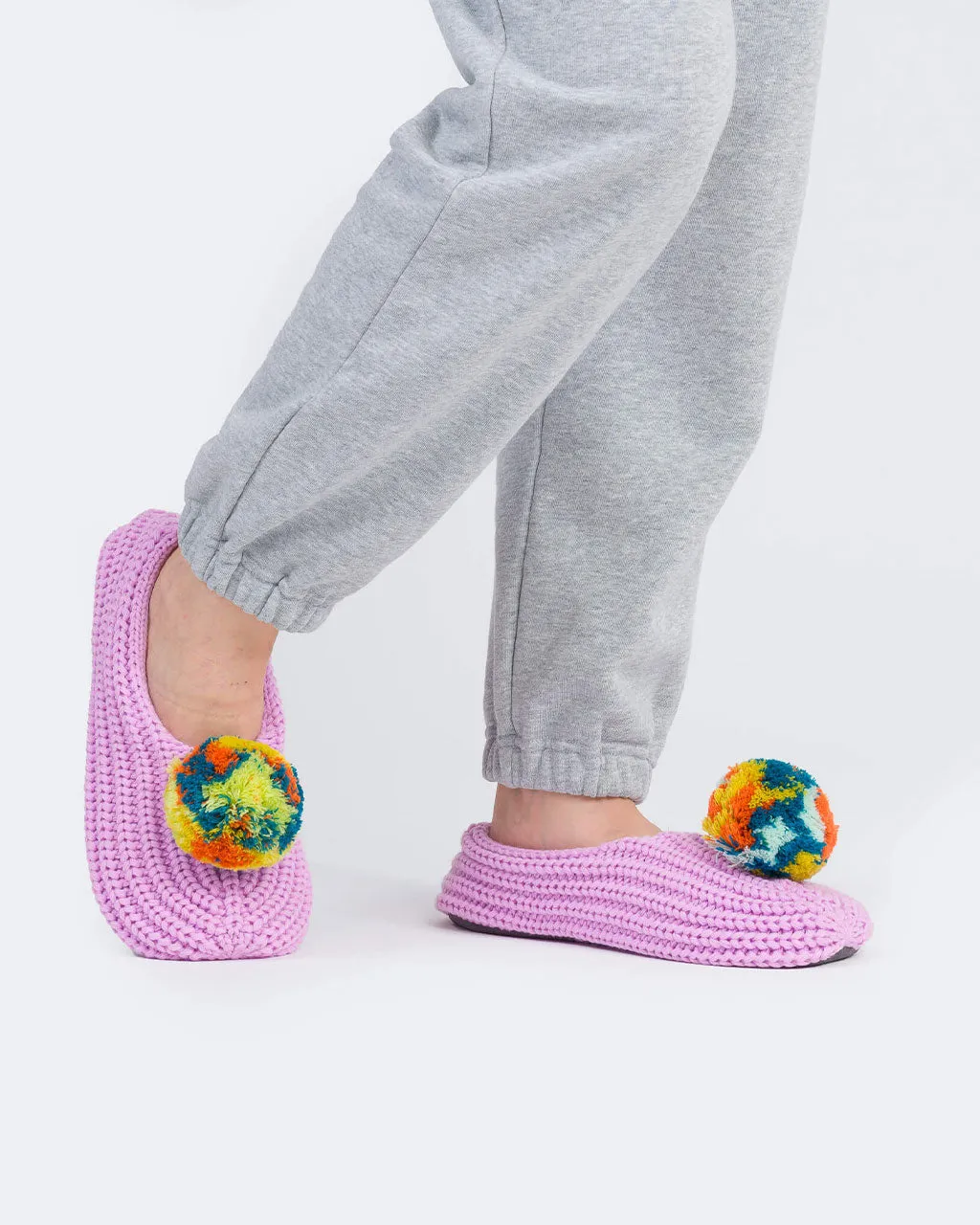 Marble Pommed Rib Slippers - Lilac