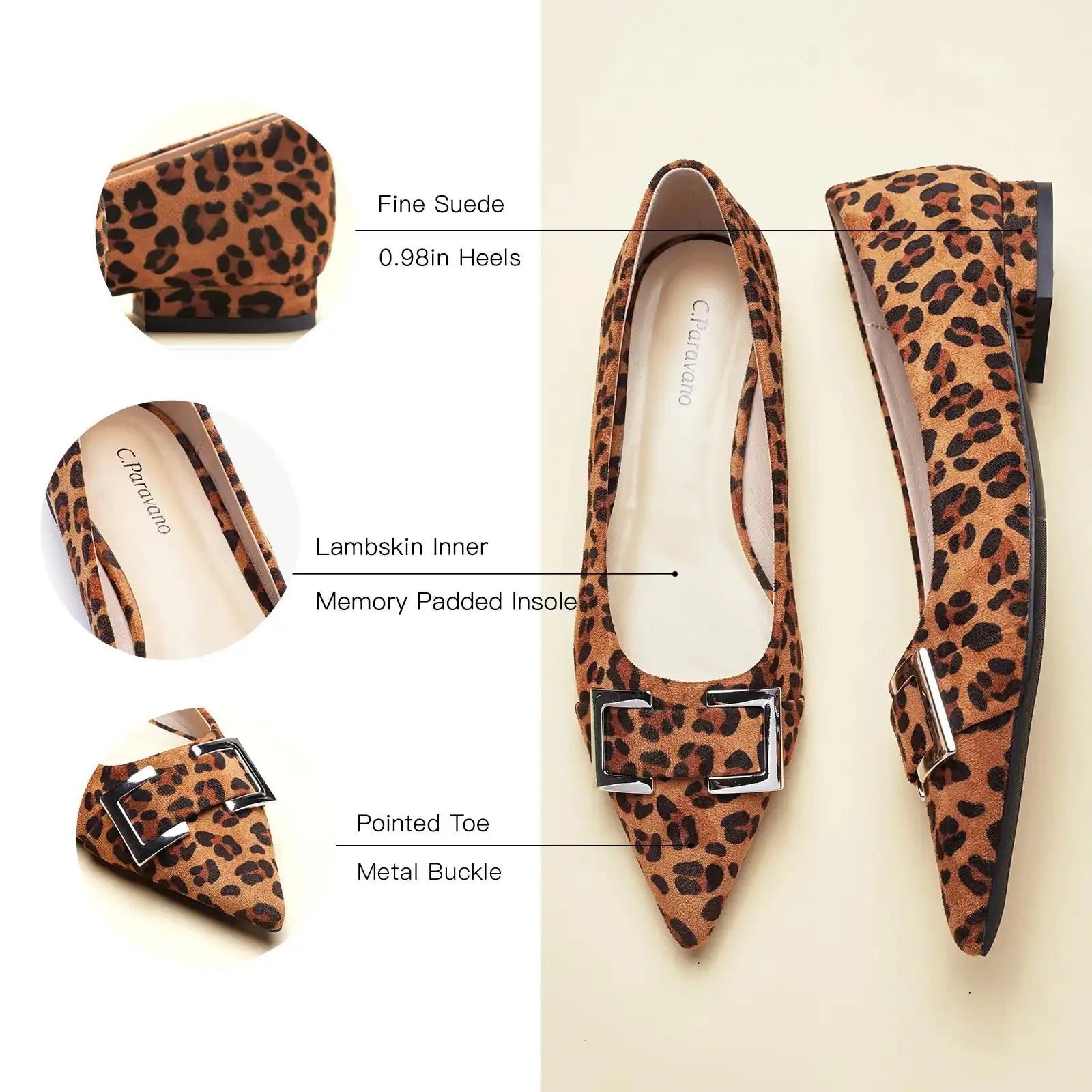 Metal Buckle Flats (Aida) Leopard