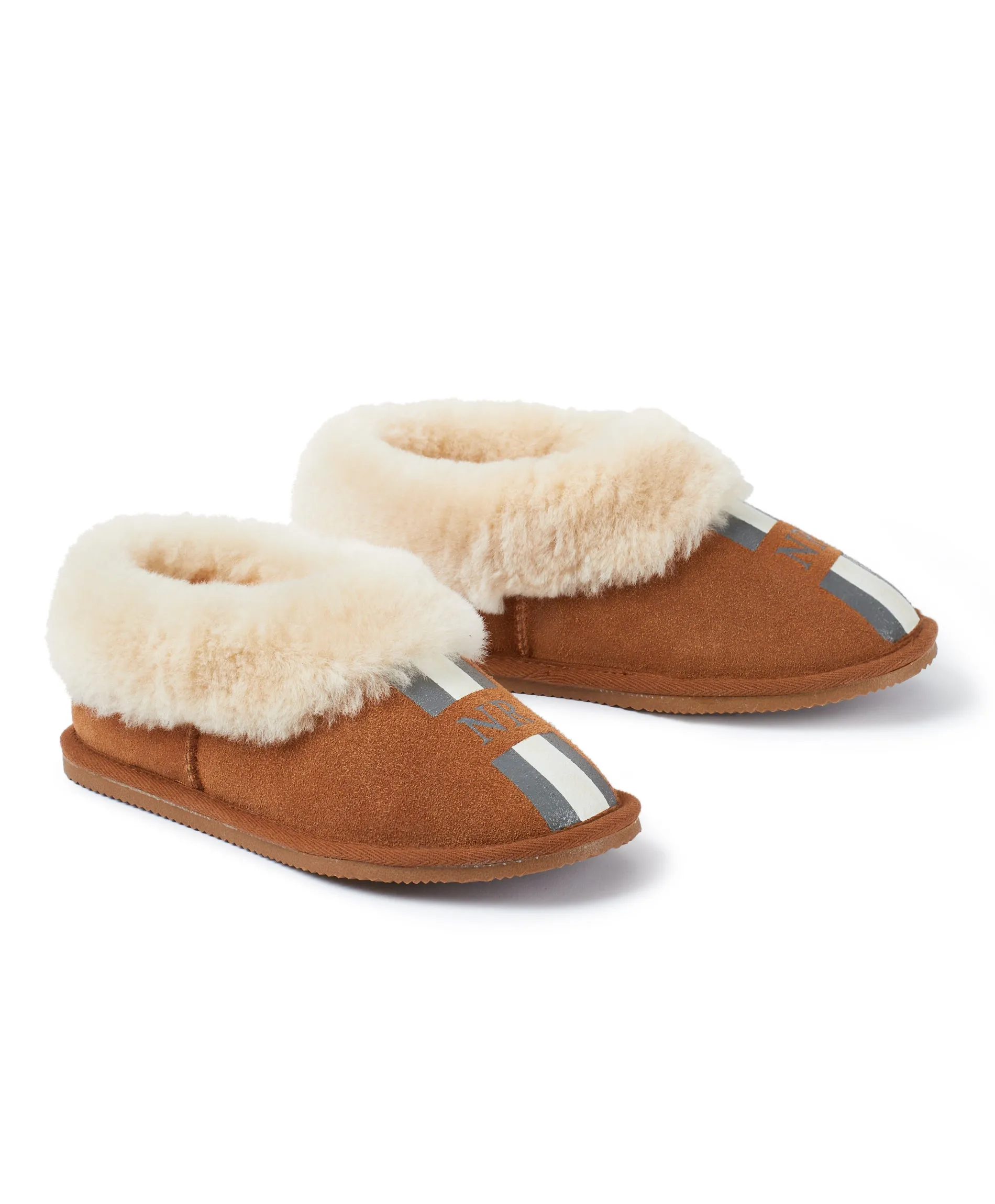 Personalised Womens Stripe Snug Sheepskin Slippers