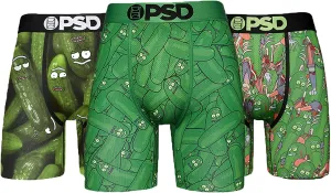 PSD Men's 3-Pack Stretch Elastic Wide Band Boxer Brief - R&M Pickle