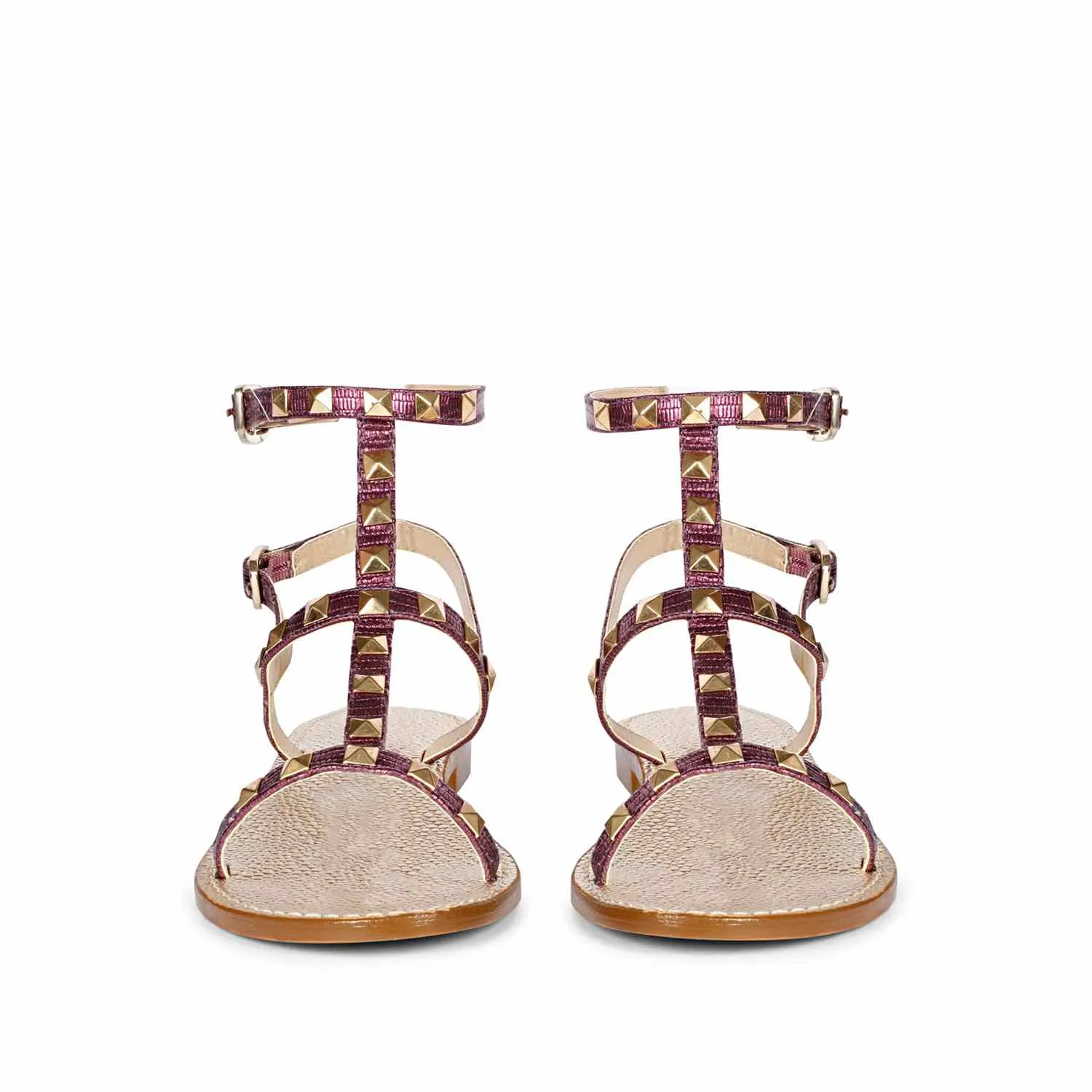 Saint Miriam Purple Leather Flat Sandals