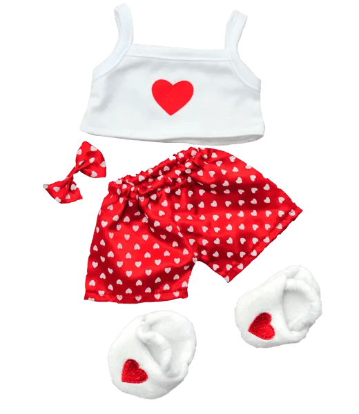 Satin Heart Pj's W/ Slippers