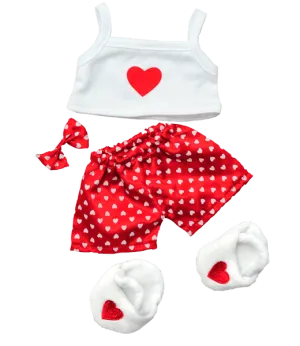 Satin Heart Pj's W/ Slippers