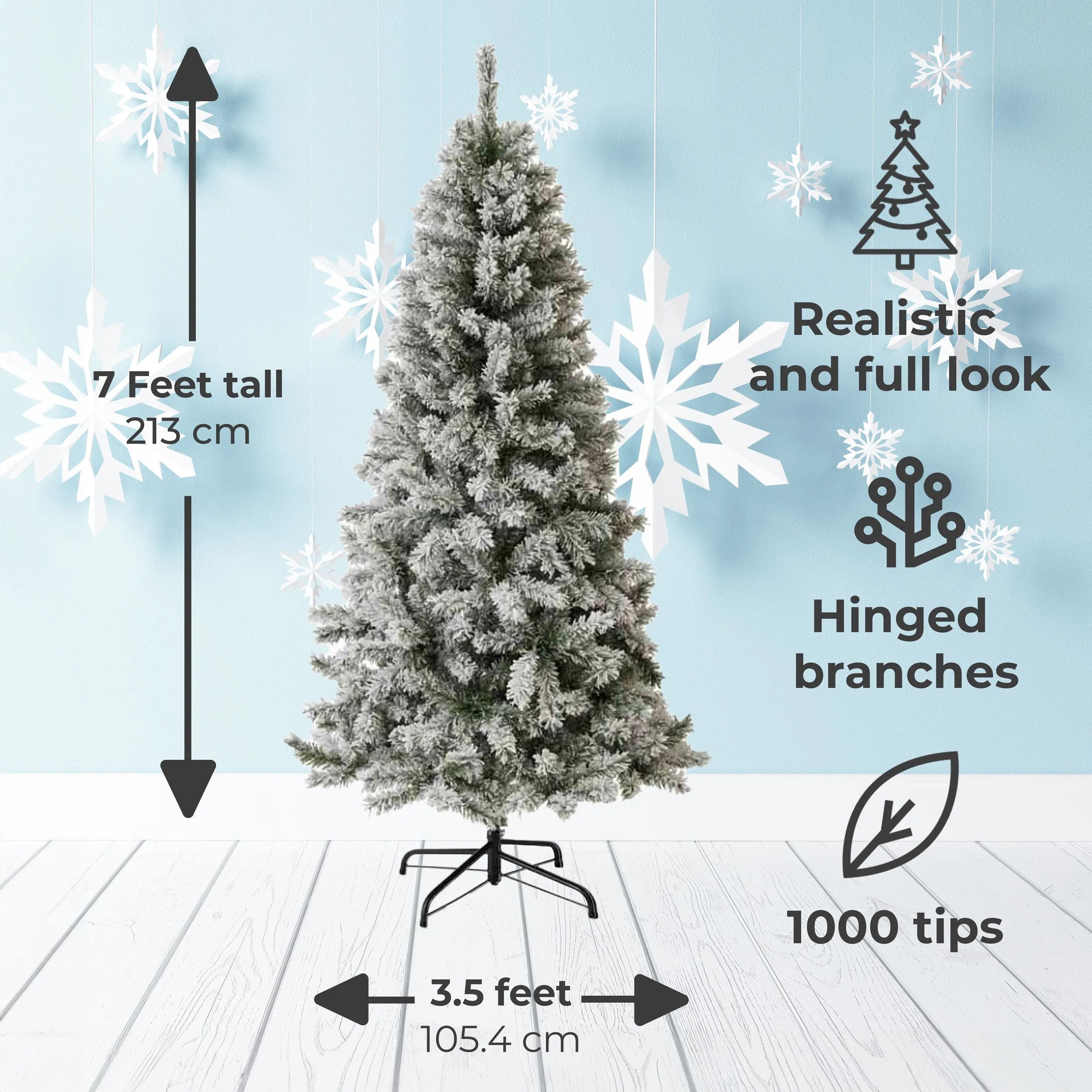 Scandinavian 7ft White Spruce Fir Artificial Christmas Tree